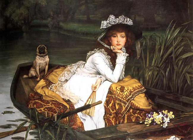 James Tissot Young Lady in a Boat. China oil painting art